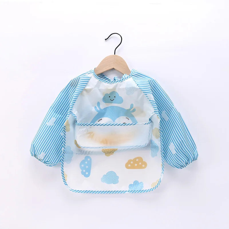 Cartoon Cute Baby Bibs Long Sleeve Art Apron Animal Smock Baby Bib Burp Clothes Soft Feeding Eat Toddler Waterproof Smocks