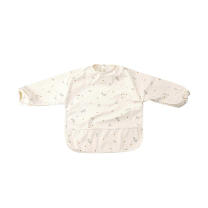 HappyFlute Danish New Style High Qualit PU Fabric Cute Waterproof Long Sleeves Snap Overalls Large Pocket Dirty Free Feeding Bib