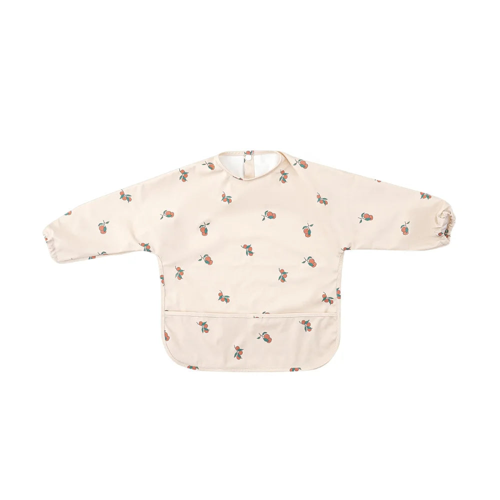 HappyFlute Danish New Style High Qualit PU Fabric Cute Waterproof Long Sleeves Snap Overalls Large Pocket Dirty Free Feeding Bib