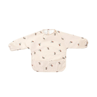 HappyFlute Danish New Style High Qualit PU Fabric Cute Waterproof Long Sleeves Snap Overalls Large Pocket Dirty Free Feeding Bib