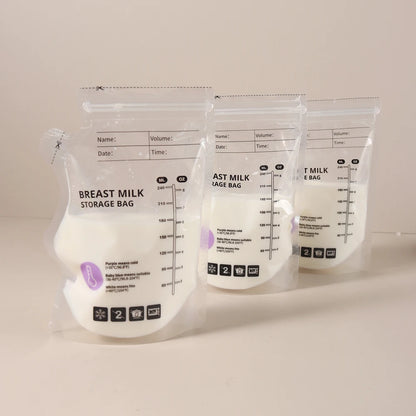 240ml  30/60pcs PE Temperature Sensing Breast Milk Storage Bags Self Standing Baby Food Storage Containers