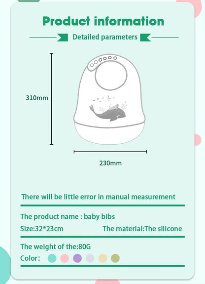 Silicone Babi Bib Waterproof Saliva Baby Bibs Cartoon Newborn Feeding Soft Edible Aprons Baby Adjustable Burp Scarf