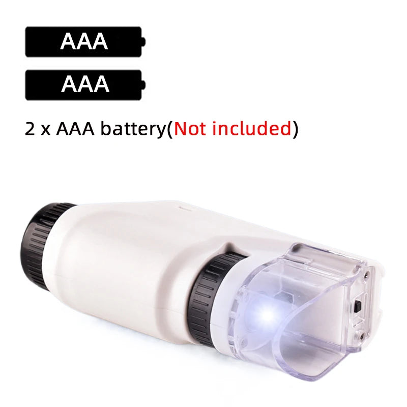 Kid Science Experiment Pocket Microscope Toy Kit 60-120x Educational Mini Handheld Microscope with Light Children STEM Toys Gift