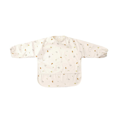 HappyFlute Danish New Style High Qualit PU Fabric Cute Waterproof Long Sleeves Snap Overalls Large Pocket Dirty Free Feeding Bib