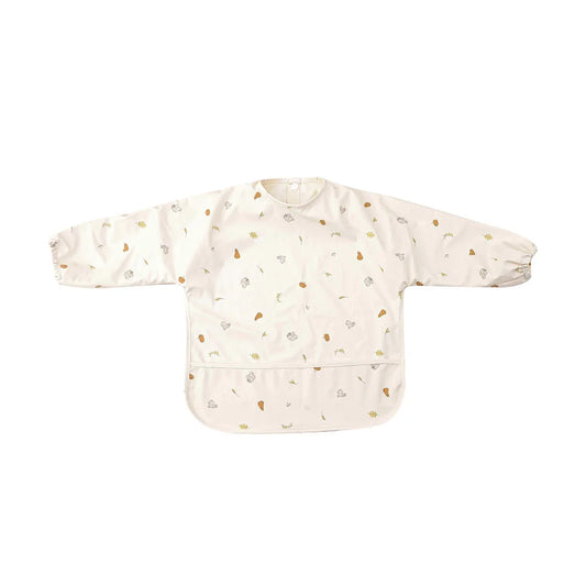 HappyFlute Danish New Style High Qualit PU Fabric Cute Waterproof Long Sleeves Snap Overalls Large Pocket Dirty Free Feeding Bib