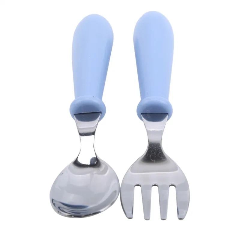 Baby Gadgets Tableware Set Children Utensil Stainless Steel Toddler Dinnerware Cutlery Cartoon Infant Food Feeding Spoon Fork