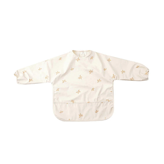 HappyFlute Danish New Style High Qualit PU Fabric Cute Waterproof Long Sleeves Snap Overalls Large Pocket Dirty Free Feeding Bib