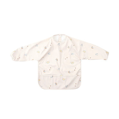 HappyFlute Danish New Style High Qualit PU Fabric Cute Waterproof Long Sleeves Snap Overalls Large Pocket Dirty Free Feeding Bib