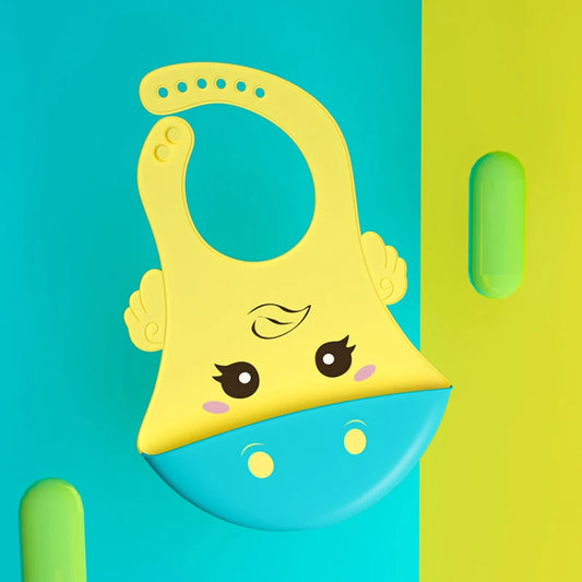 Silicone Babi Bib Waterproof Saliva Baby Bibs Cartoon Newborn Feeding Soft Edible Aprons Baby Adjustable Burp Scarf