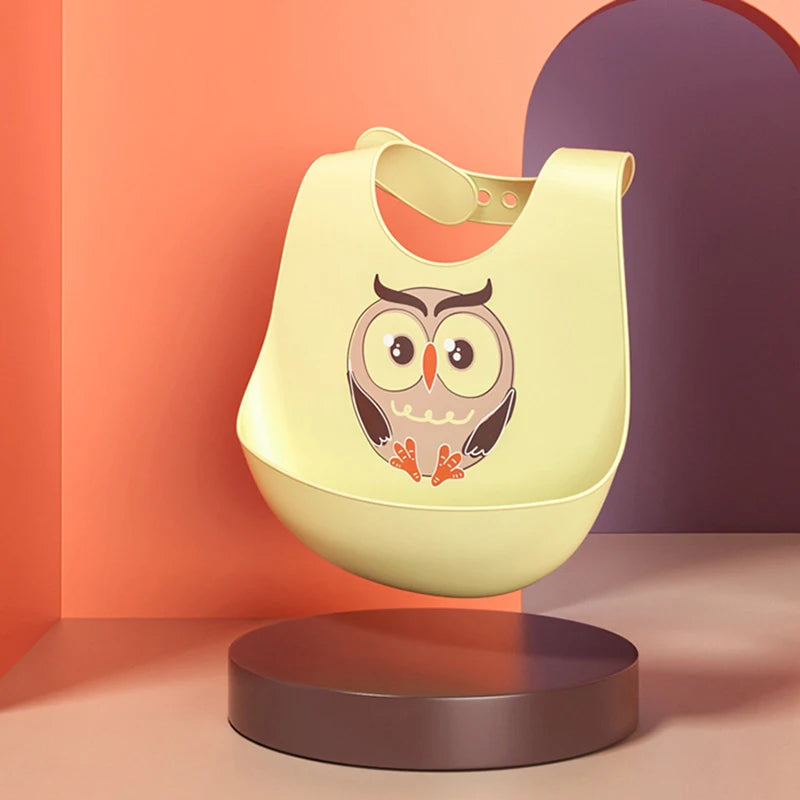 Silicone Babi Bib Waterproof Saliva Baby Bibs Cartoon Newborn Feeding Soft Edible Aprons Baby Adjustable Burp Scarf