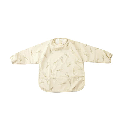 HappyFlute Danish New Style High Qualit PU Fabric Cute Waterproof Long Sleeves Snap Overalls Large Pocket Dirty Free Feeding Bib