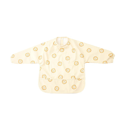HappyFlute Danish New Style High Qualit PU Fabric Cute Waterproof Long Sleeves Snap Overalls Large Pocket Dirty Free Feeding Bib
