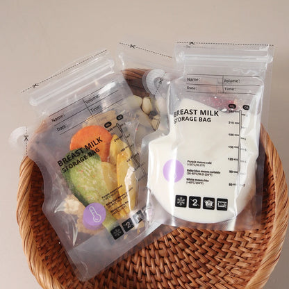 240ml  30/60pcs PE Temperature Sensing Breast Milk Storage Bags Self Standing Baby Food Storage Containers