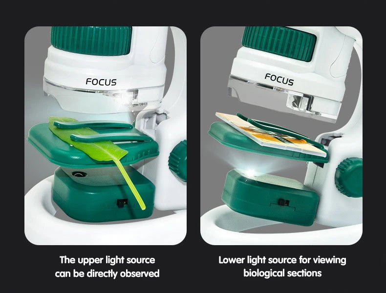 Kid Science Experiment Pocket Microscope Toy Kit 60-120x Educational Mini Handheld Microscope with Light Children STEM Toys Gift