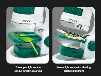 Kid Science Experiment Pocket Microscope Toy Kit 60-120x Educational Mini Handheld Microscope with Light Children STEM Toys Gift