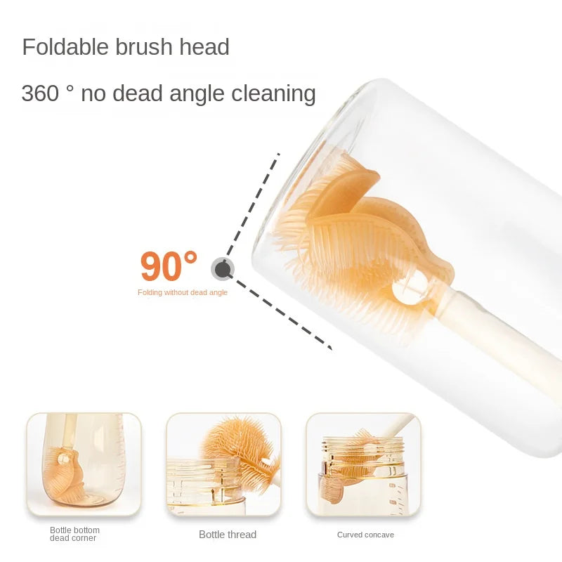 1 Set Silicone Baby Bottle Brush Portable Baby Bottle Brush Set Baby Special Washing Baby Bottle Storage Box Bottle Cleaning