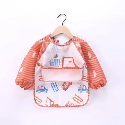 Cartoon Cute Baby Bibs Long Sleeve Art Apron Animal Smock Baby Bib Burp Clothes Soft Feeding Eat Toddler Waterproof Smocks
