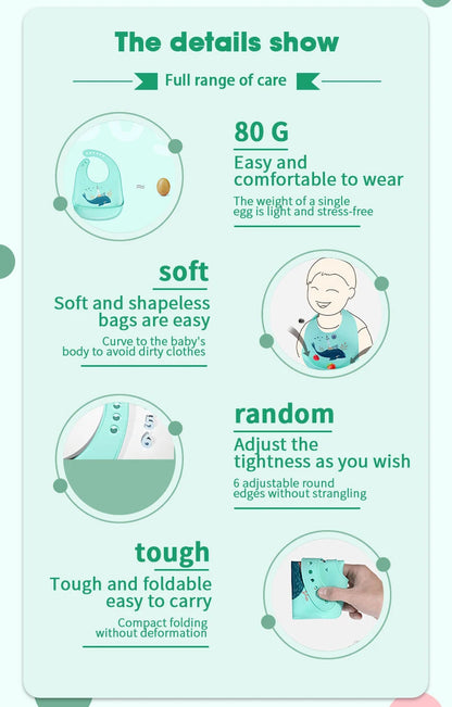 Silicone Babi Bib Waterproof Saliva Baby Bibs Cartoon Newborn Feeding Soft Edible Aprons Baby Adjustable Burp Scarf