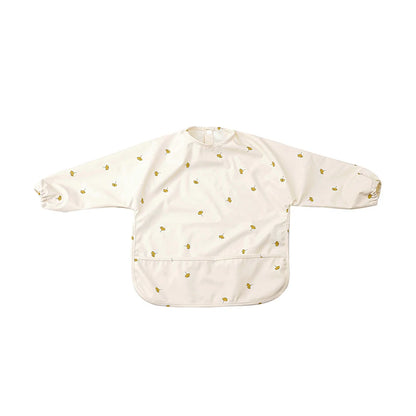 HappyFlute Danish New Style High Qualit PU Fabric Cute Waterproof Long Sleeves Snap Overalls Large Pocket Dirty Free Feeding Bib