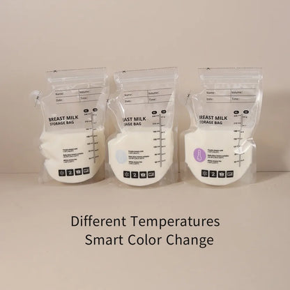 240ml  30/60pcs PE Temperature Sensing Breast Milk Storage Bags Self Standing Baby Food Storage Containers