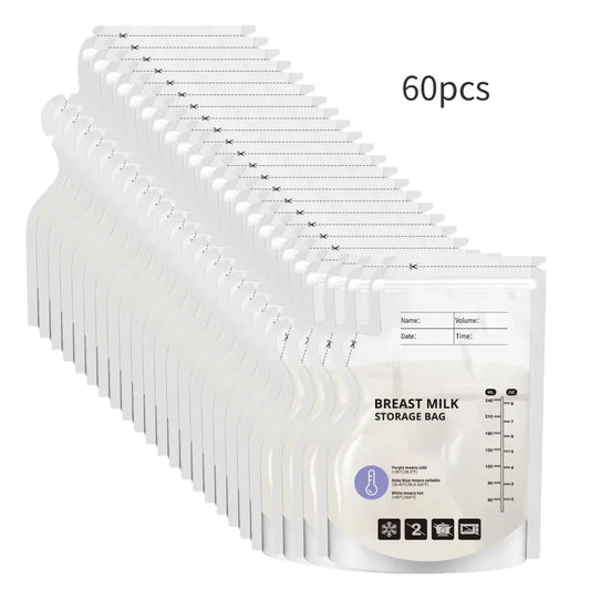 240ml  30/60pcs PE Temperature Sensing Breast Milk Storage Bags Self Standing Baby Food Storage Containers