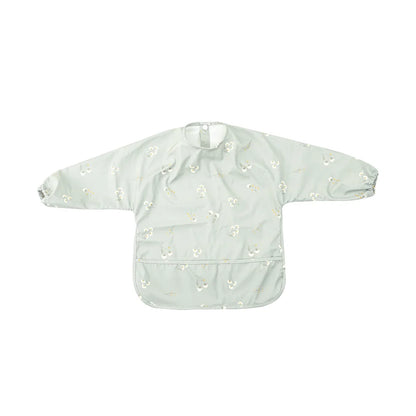 HappyFlute Danish New Style High Qualit PU Fabric Cute Waterproof Long Sleeves Snap Overalls Large Pocket Dirty Free Feeding Bib