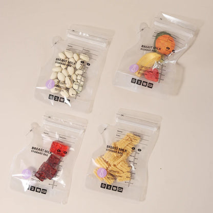 240ml  30/60pcs PE Temperature Sensing Breast Milk Storage Bags Self Standing Baby Food Storage Containers