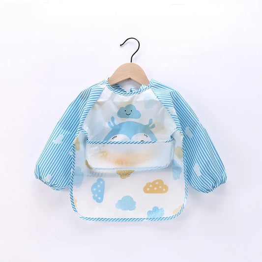 Cartoon Cute Baby Bibs Long Sleeve Art Apron Animal Smock Baby Bib Burp Clothes Soft Feeding Eat Toddler Waterproof Smocks