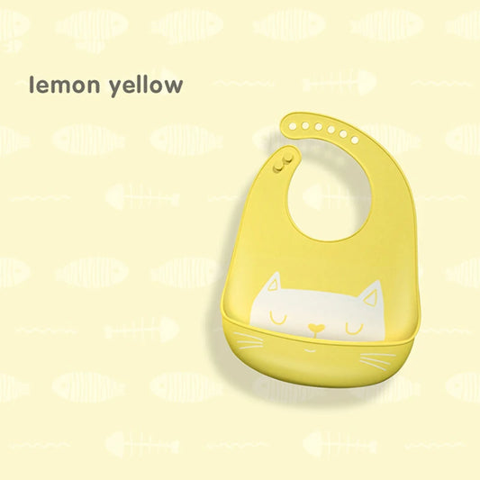 Silicone Babi Bib Waterproof Saliva Baby Bibs Cartoon Newborn Feeding Soft Edible Aprons Baby Adjustable Burp Scarf