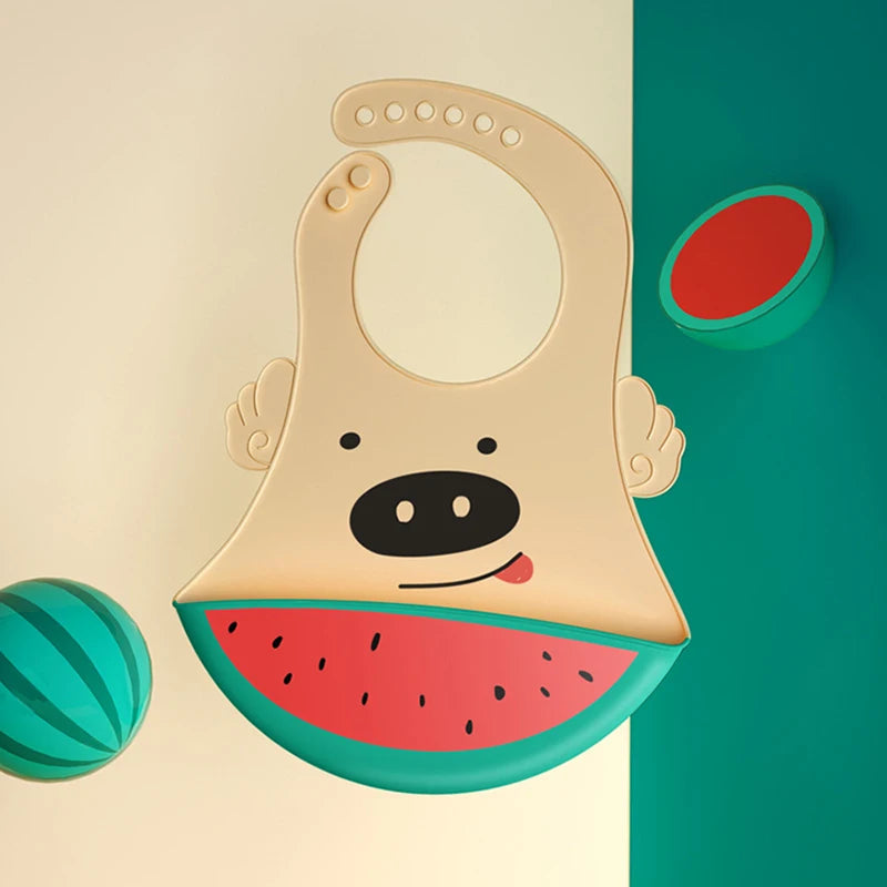 Silicone Babi Bib Waterproof Saliva Baby Bibs Cartoon Newborn Feeding Soft Edible Aprons Baby Adjustable Burp Scarf