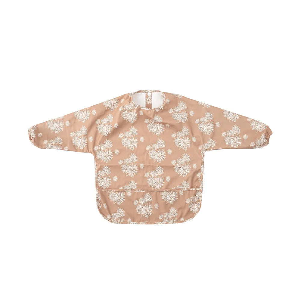 HappyFlute Danish New Style High Qualit PU Fabric Cute Waterproof Long Sleeves Snap Overalls Large Pocket Dirty Free Feeding Bib