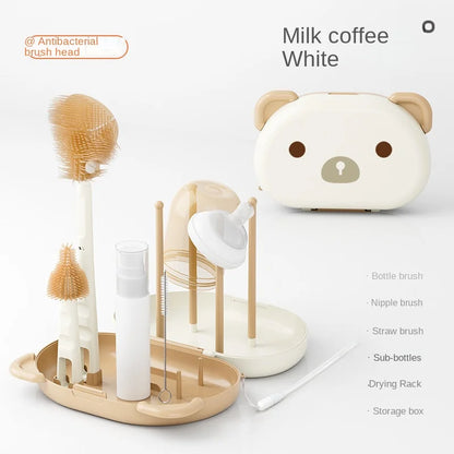 1 Set Silicone Baby Bottle Brush Portable Baby Bottle Brush Set Baby Special Washing Baby Bottle Storage Box Bottle Cleaning