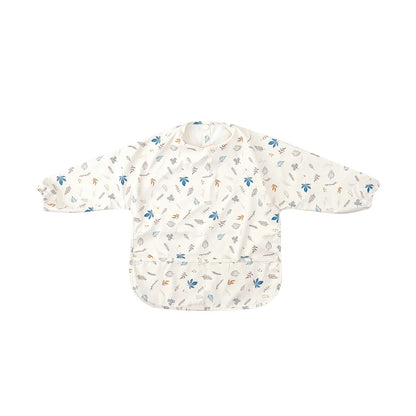 HappyFlute Danish New Style High Qualit PU Fabric Cute Waterproof Long Sleeves Snap Overalls Large Pocket Dirty Free Feeding Bib