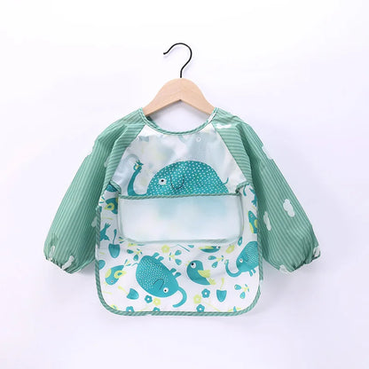 Cartoon Cute Baby Bibs Long Sleeve Art Apron Animal Smock Baby Bib Burp Clothes Soft Feeding Eat Toddler Waterproof Smocks